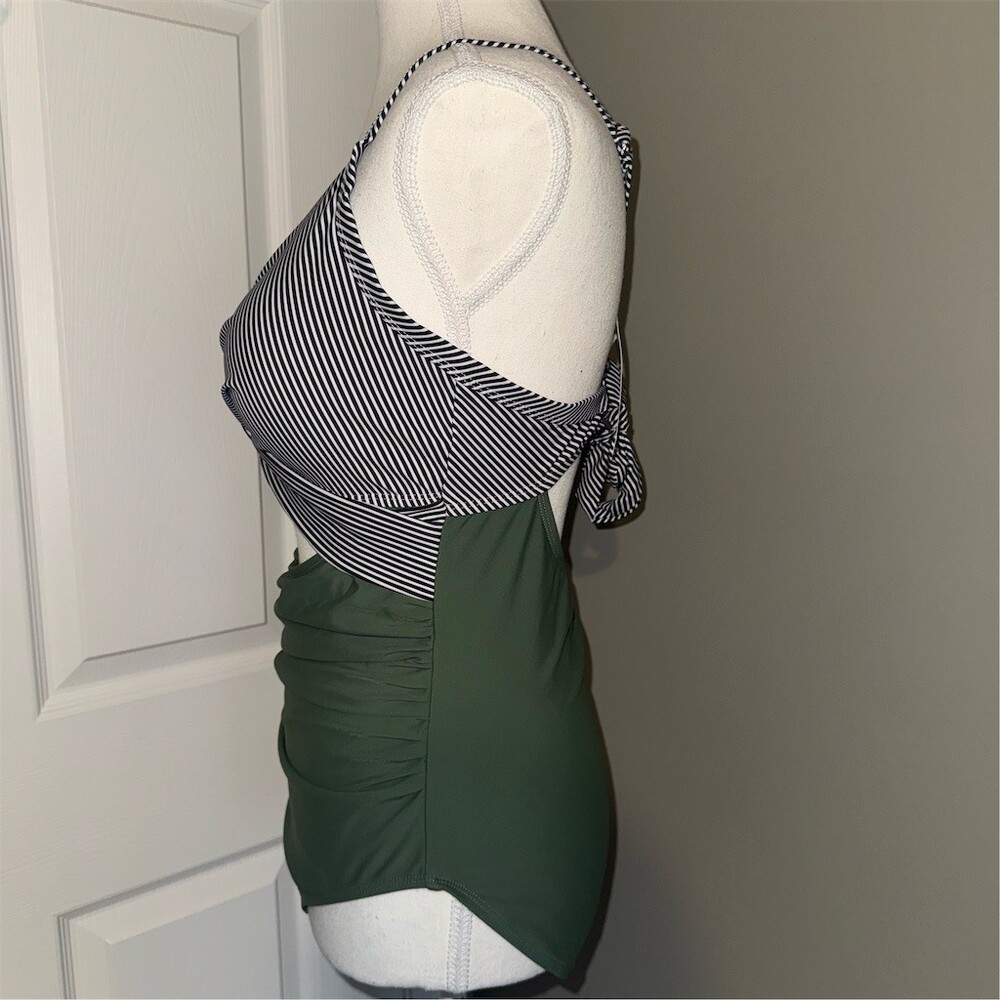 EOMENIE One Piece Swimsuit Womens Size L Tummy Control Cutout Tie Back‎ - Picture 2 of 11